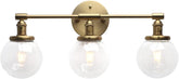 Phansthy Industrial 3 Lights Wall Sconce Modern Bathroom Vanity Light Fixture with On Off Switch and Three 5.9 Inches Diameter Globe Glass Lampshade (Chrome)