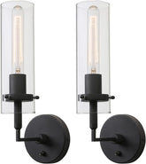 Phansthy Hardwired Wall Sconces with Switch Set of 2, Modern Bathroom Wall Lighting Vanity Light with Clear Glass, Wall Mount Lights for Living Room Corridor Mirror Bedroom Stairs (Antique 2 Pack)