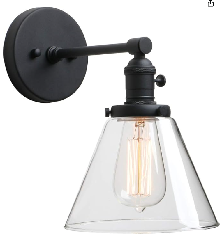 Phansthy Antique Industrial Wall Sconce 1-Light 7.3 Inch Cone Wall Light Fixture for Bathroom Kitchen Bedroom(Antique)