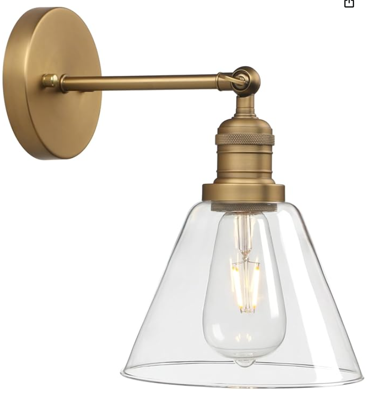 Phansthy Antique Industrial Wall Sconce 1-Light 7.3 Inch Cone Wall Light Fixture for Bathroom Kitchen Bedroom(Antique)