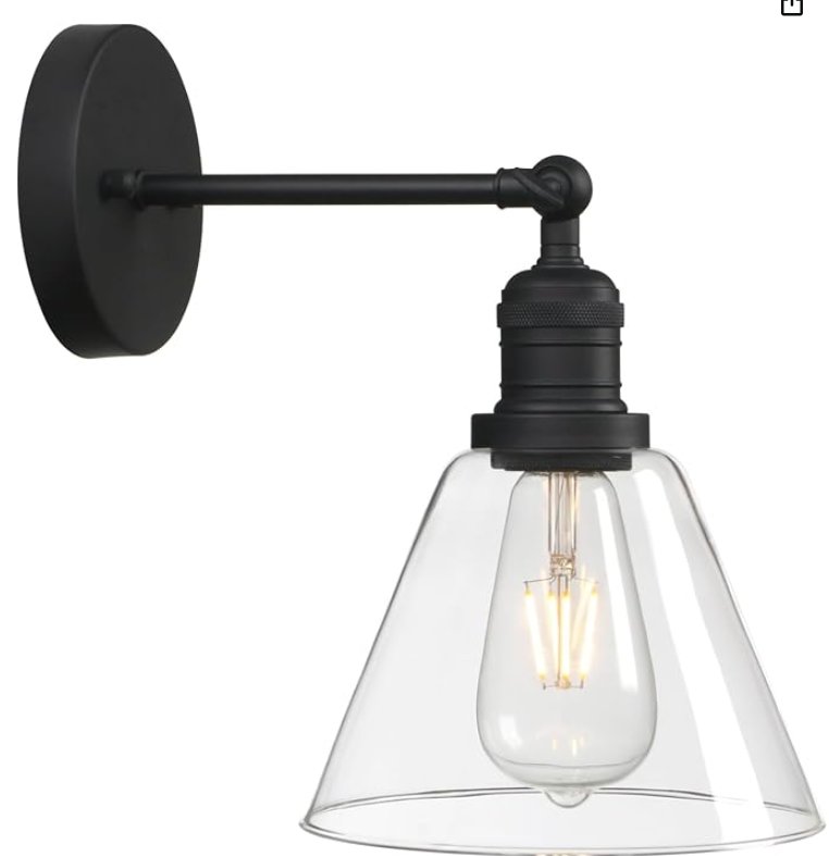 Phansthy Antique Industrial Wall Sconce 1-Light 7.3 Inch Cone Wall Light Fixture for Bathroom Kitchen Bedroom(Antique)