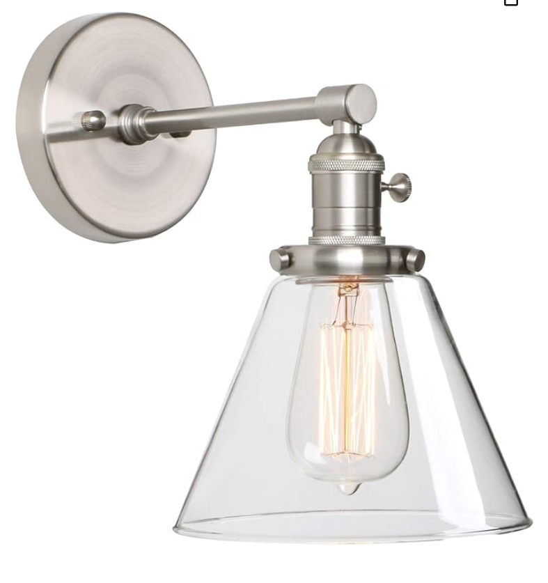Phansthy Antique Industrial Wall Sconce 1-Light 7.3 Inch Cone Wall Light Fixture for Bathroom Kitchen Bedroom(Antique)