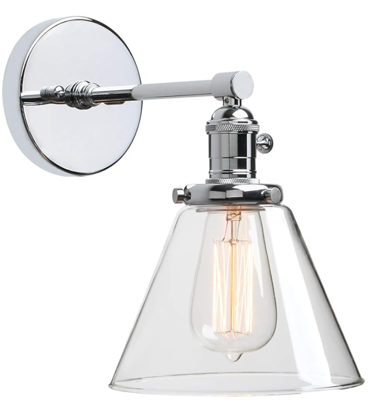 Phansthy Antique Industrial Wall Sconce 1-Light 7.3 Inch Cone Wall Light Fixture for Bathroom Kitchen Bedroom(Antique)