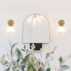 Phansthy Vintage Wall Sconces with Frosted Glass Lampshade 180 Degree Adjustable Brass Sconces Modern Glass Wall Lighting Fixture for Bedside Bedroom Doorway Bathroom (Black)