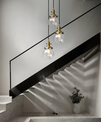 Phansthy Industrial Ceiling Light 3 Light Vintage Chandelier Light Fixture with 5.9 Inches Glass Lamp Shade,Brushed Nickel