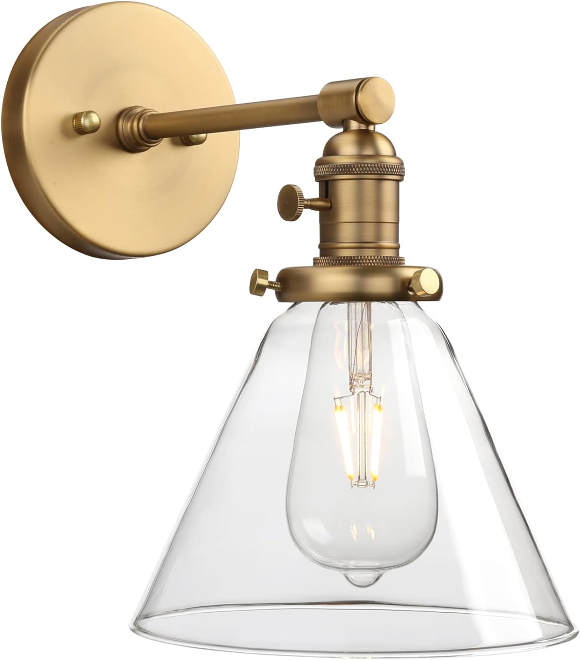 Phansthy Antique Industrial Wall Sconce 1-Light 7.3 Inch Cone Wall Light Fixture for Bathroom Kitchen Bedroom(Antique)