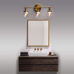 Phansthy Industrial 3 Lights Wall Sconce Modern Bathroom Vanity Light Fixture with On Off Switch and Three 5.9 Inches Diameter Globe Glass Lampshade (Chrome)