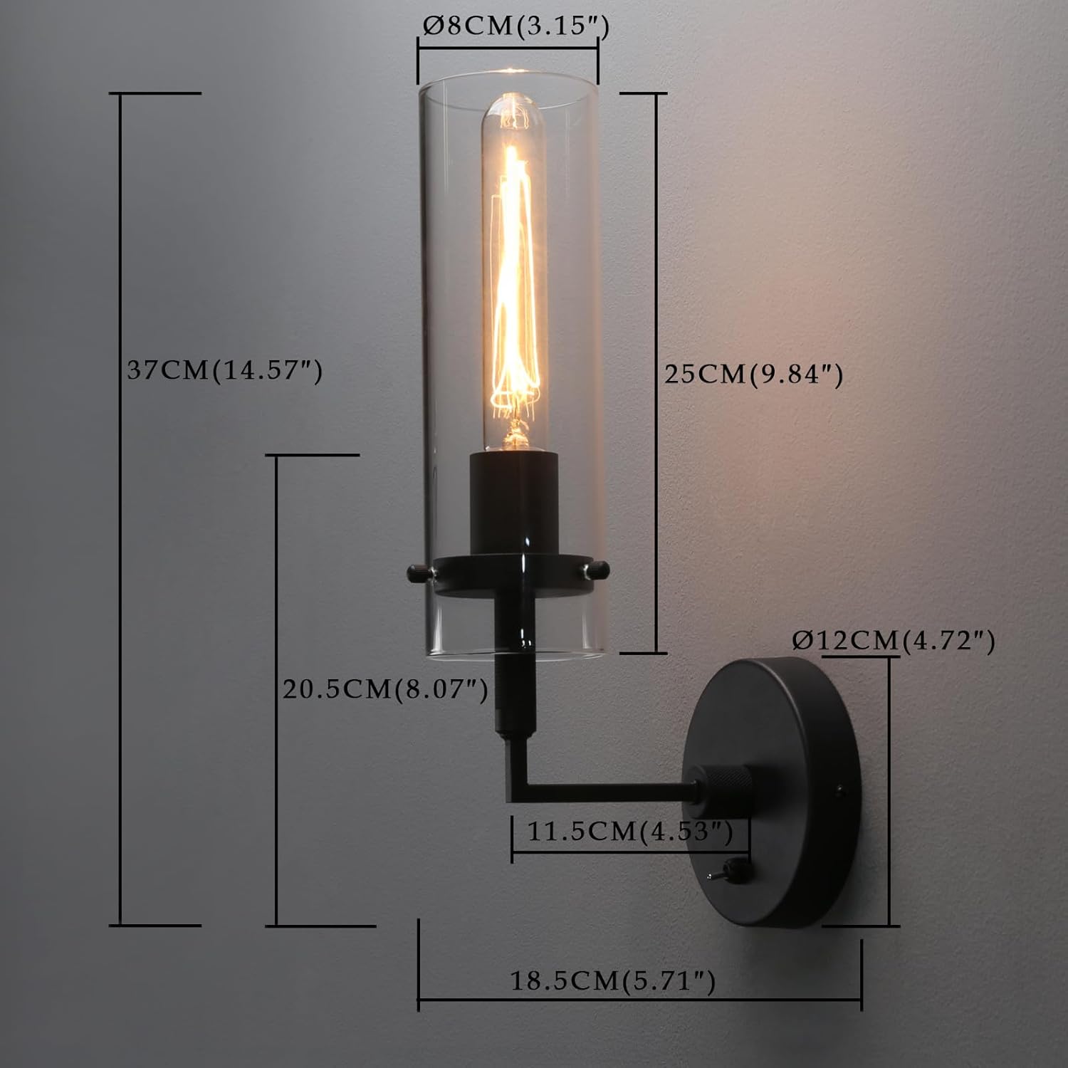 Phansthy Hardwired Wall Sconces with Switch Set of 2, Modern Bathroom Wall Lighting Vanity Light with Clear Glass, Wall Mount Lights for Living Room Corridor Mirror Bedroom Stairs (Antique 2 Pack)