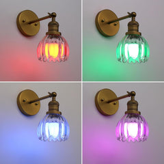 Phansthy Vintage Battery Operated Wall Sconce with Transparent Tulip Glass Lampshade, USB Rechargeable Battery Powered Wall Light with 12 RGB Remote Control for Bedside Bedroom Doorway (Antique)