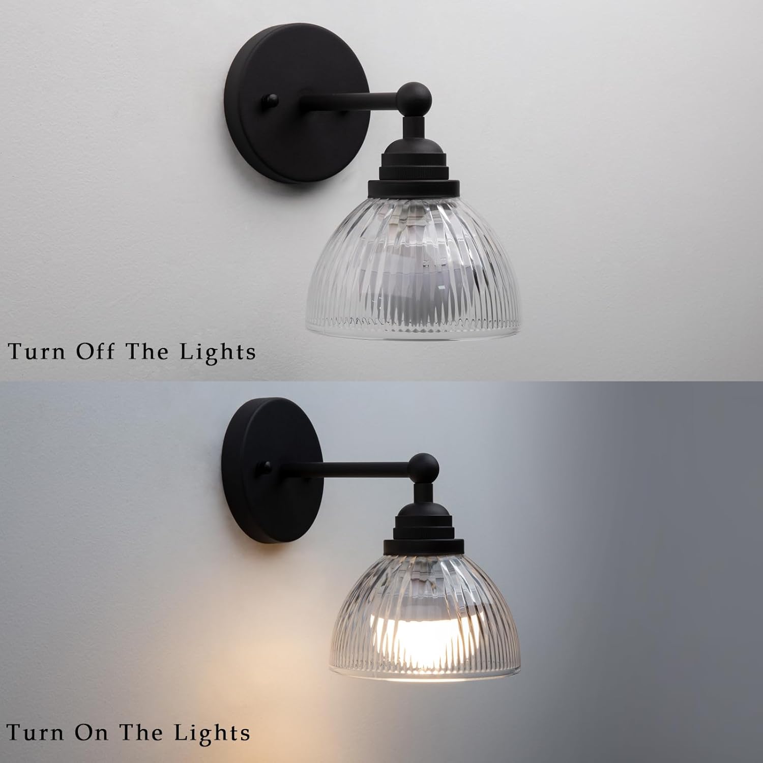 Phansthy Industrial Rechargeable Battery Operated Wall Sconce with Remote Control, Clear Striped Glass Shade Wall Lamp, Vintage Dimmable Indoor Wall Light for Bedroom Living Room Restaurant (Antique)