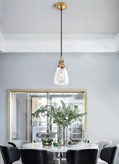 Phansthy Vintage Pendant Light Industrial Hanging Bell Glass Shade Ceiling Lamp Pendant Fixture (Black)