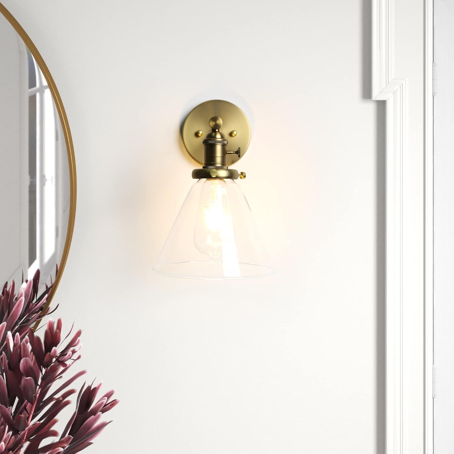 Phansthy Antique Industrial Wall Sconce 1-Light 7.3 Inch Cone Wall Light Fixture for Bathroom Kitchen Bedroom(Antique)