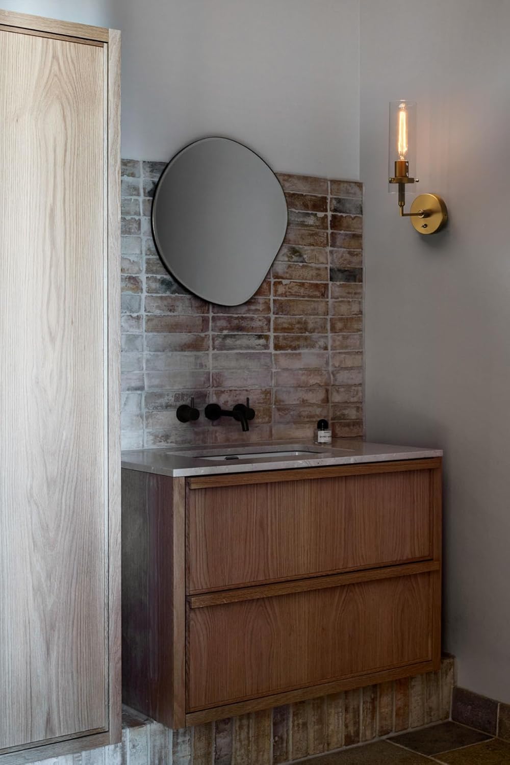 Phansthy Hardwired Wall Sconces with Switch Set of 2, Modern Bathroom Wall Lighting Vanity Light with Clear Glass, Wall Mount Lights for Living Room Corridor Mirror Bedroom Stairs (Antique 2 Pack)