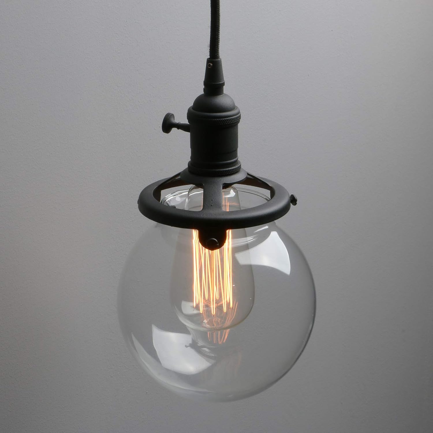 Phansthy Industrial Ceiling Light 3 Light Vintage Chandelier Light Fixture with 5.9 Inches Glass Lamp Shade,Brushed Nickel