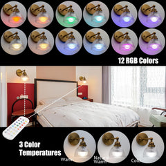Phansthy Industrial Rechargeable Battery Operated Wall Sconce with Remote Control, Clear Striped Glass Shade Wall Lamp, Vintage Dimmable Indoor Wall Light for Bedroom Living Room Restaurant (Antique)