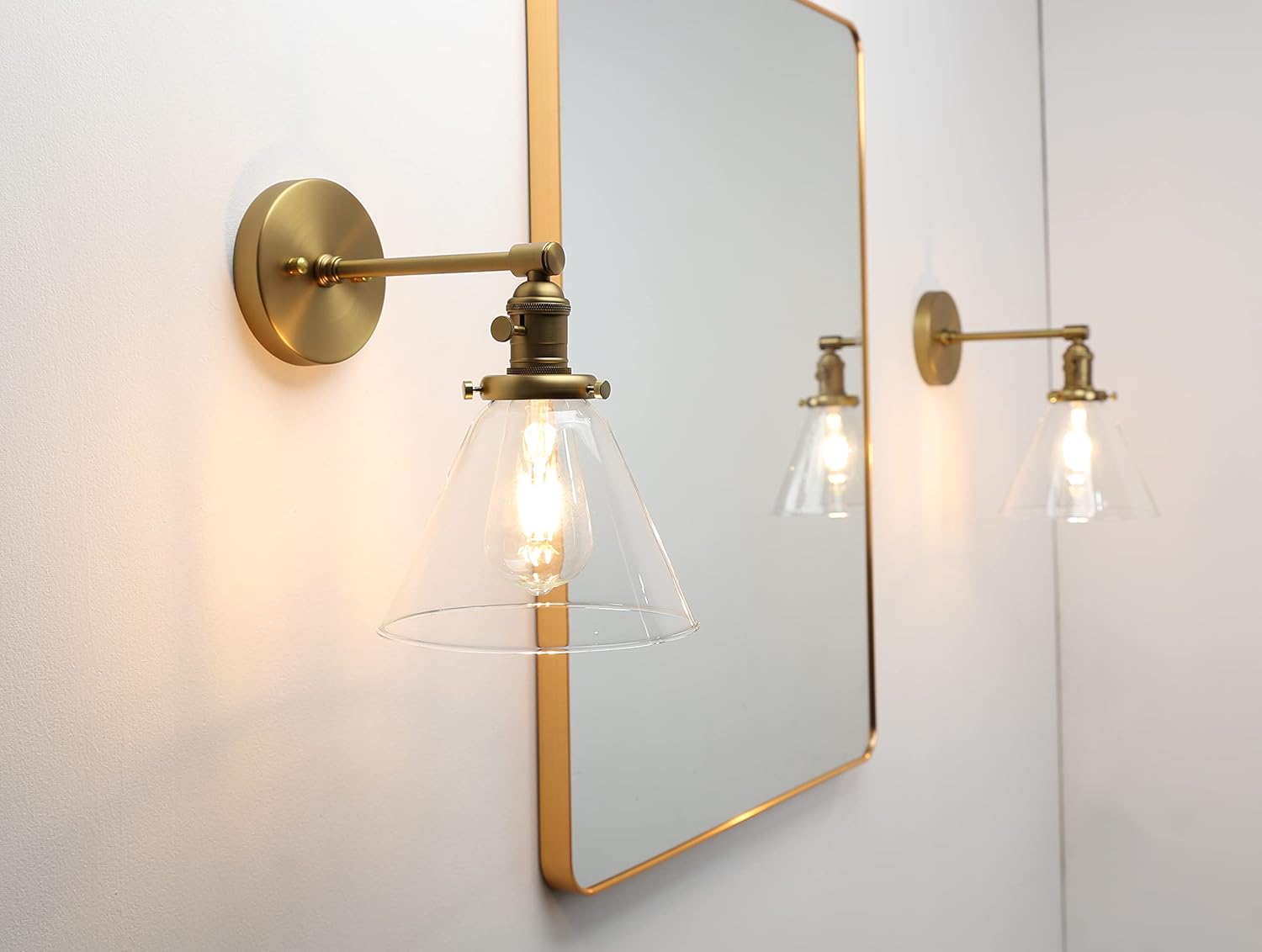 Phansthy Antique Industrial Wall Sconce 1-Light 7.3 Inch Cone Wall Light Fixture for Bathroom Kitchen Bedroom(Antique)