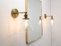 Phansthy Antique Industrial Wall Sconce 1-Light 7.3 Inch Cone Wall Light Fixture for Bathroom Kitchen Bedroom(Antique)