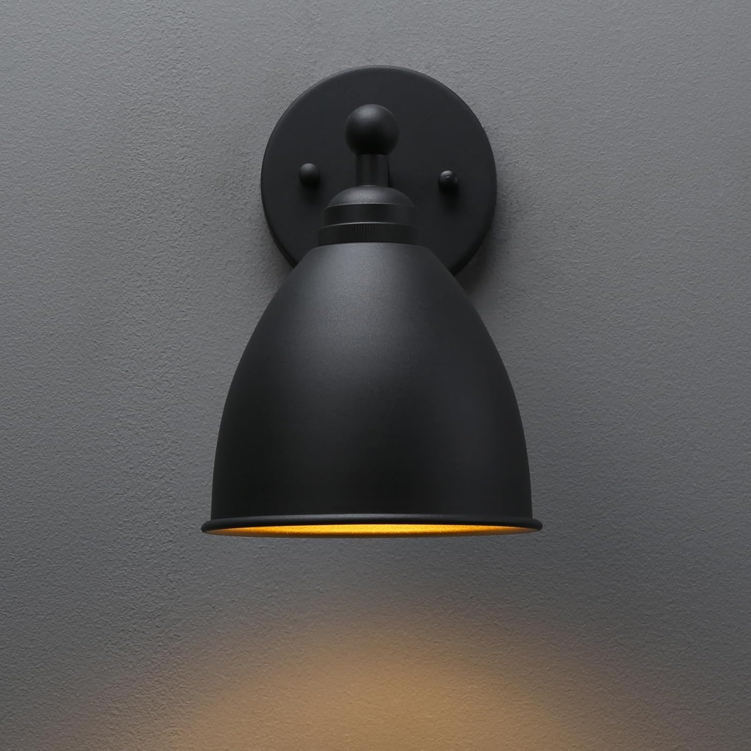 Phansthy Industrial Wall Sconce Matte Black Barn Farmhouse Wall Light Fixture with Metal Lampshade (Hanging-Wired)
