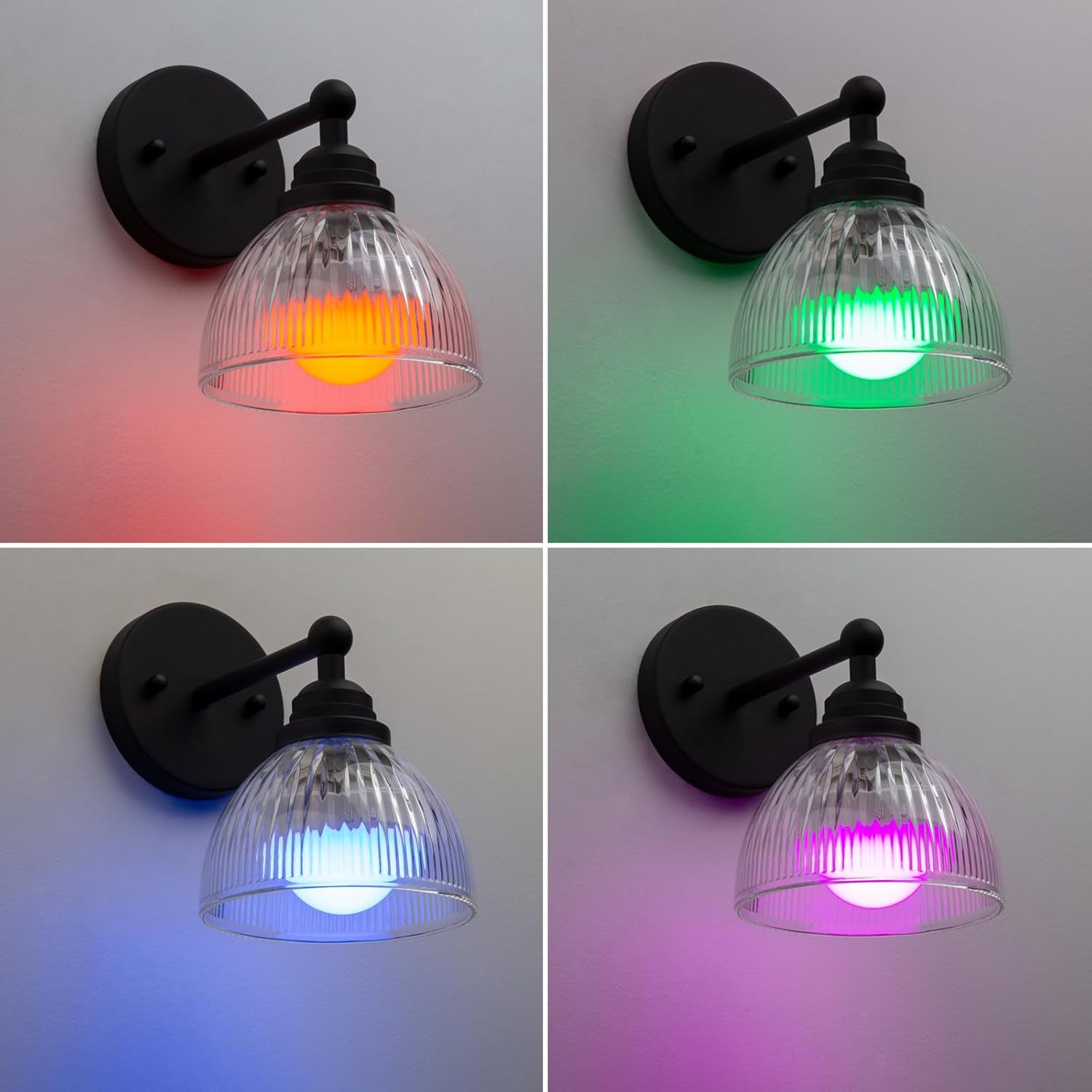 Phansthy Industrial Rechargeable Battery Operated Wall Sconce with Remote Control, Clear Striped Glass Shade Wall Lamp, Vintage Dimmable Indoor Wall Light for Bedroom Living Room Restaurant (Antique)