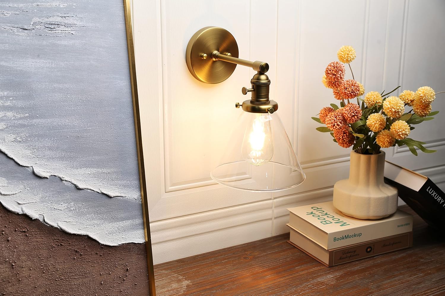 Phansthy Antique Industrial Wall Sconce 1-Light 7.3 Inch Cone Wall Light Fixture for Bathroom Kitchen Bedroom(Antique)